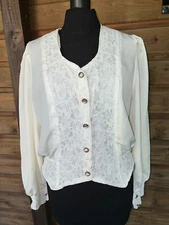 Beautiful 1970s Polyester Lace Blouse Size 38