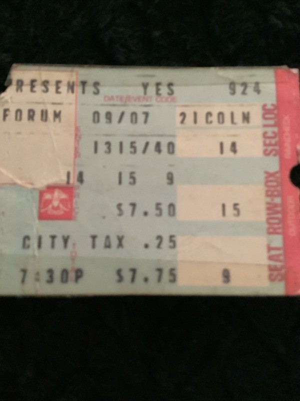 Vintage YES Concert Ticket Stub Forum