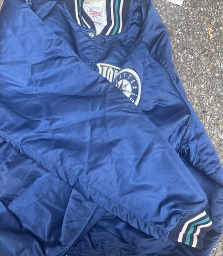 Vtg 90s MLB Seattle Mariners STARTER Diamond Collection BIG LOGO Satin Jacket XL - Picture 11 of 18