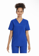 Scrubstar Unisex Blue V-Neck Solid Scrub Top, Size S Polyester Chest Pocket