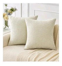 MIULEE Pack of 2 Cream Throw Pillow Covers, 16x16 Inch, Soft Chenille Pillow...