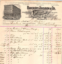 Bancroft & Sheldon Co Columbus OH 1899 Billhead Dry Goods & Notions