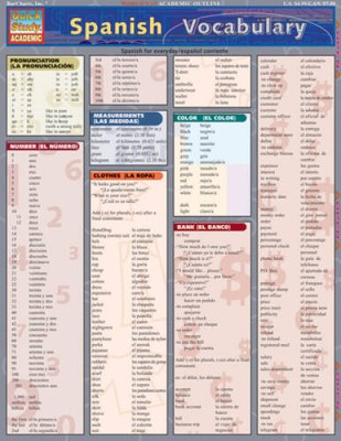 #ad Spanish Vocabulary Quickstudy: Academic Pamphlet By BarCharts Inc. GOOD $5.76