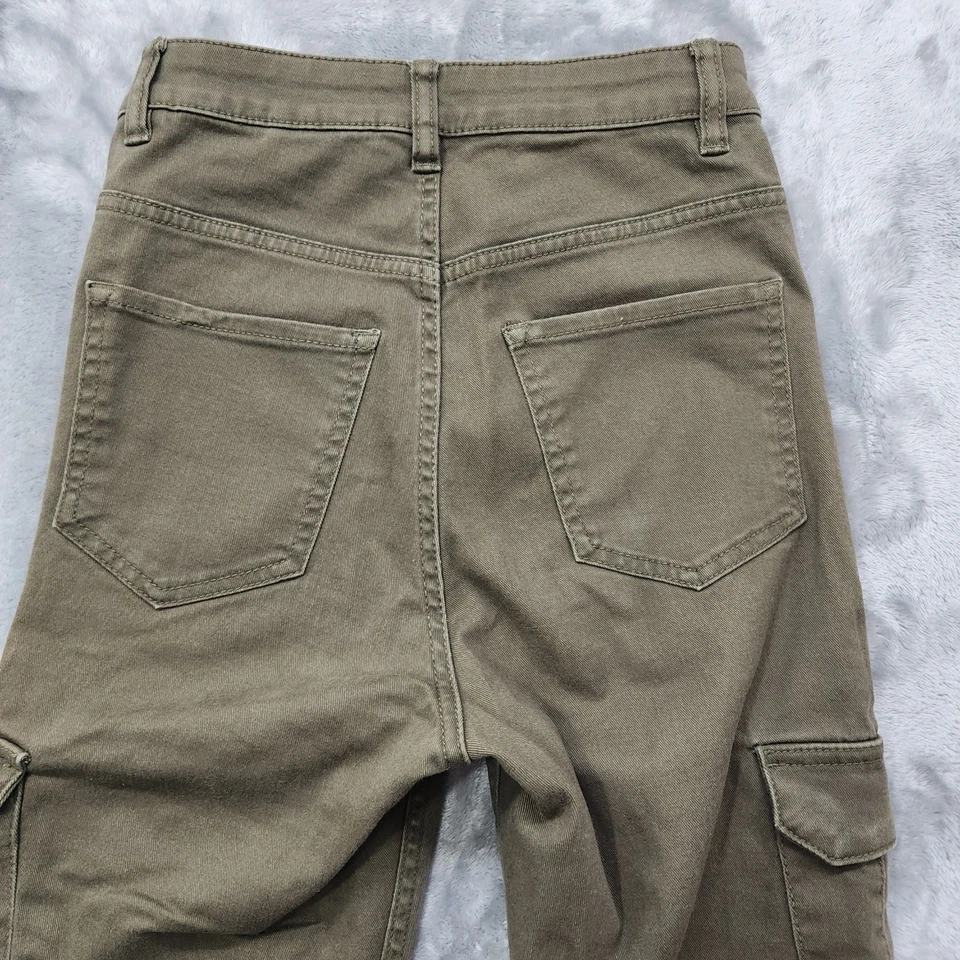 Pantalones H&M Divididos Para Mujer 2 Verdes Tiro Alto Pierna Ajustada Carga Utilidad Algodón Informal Foto 4 de 4