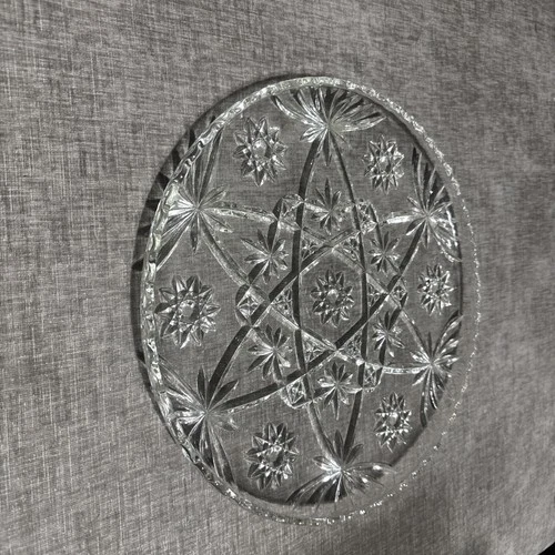 Vintage Anchor Hocking 13.5" Serving Platter Cake Plate Star of David Glass
