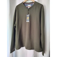 Copper & Oak Supply Olive Long Sleeve Cotton Blend Henley T-Shirt Men's XXL 