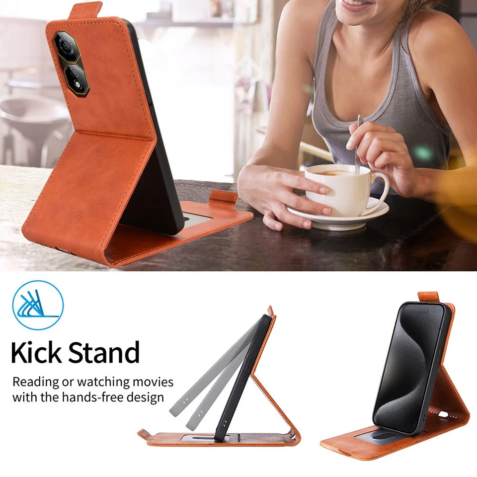 For ZTE Nubia Neo 2 5G, Luxury Vertical Up-Down Leather Wallet Stand Case Cover - Image 3 of 4