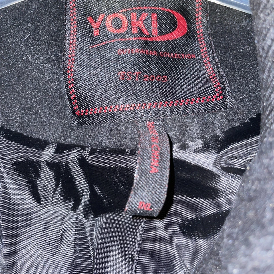 NEW New York Yoki Women's BLACK GREY Junior XL Wool Blend Hooded Coat - Image 4 of 4