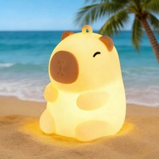 Squishy Christmas Capybara Night Light with RGB Modes Dimmable Nursery Breast...