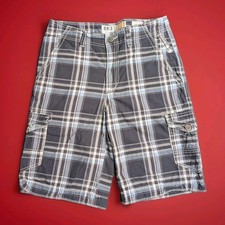 Buckle BKE Plaid Cargo Shorts Size 32 Trinity Blue 12" Inseam