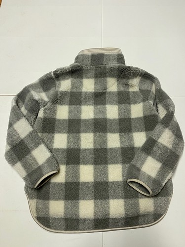 Abercrombie & Fitch Fleece Jacket Mens Medium Gray Plaid Deep Pile 1/4 Zip Soft - Picture 3 of 3