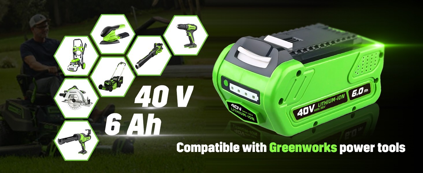 4PACK 6.0Ah For Greenworks 40V G-MAX Lithium-ion Battery 29472 29462 29252 20202