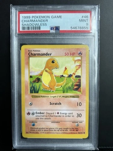 Pokémon TCG Charmander Base Set Shadowless 46/102 1999 Common PSA 9 English