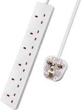 ExtraStar 6 Way Extension Lead, 13A Fused UK Plug Extension Socket, 5M Extension