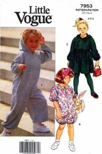 Vogue Sewing Pattern 7953 Toddlers Girls Jumpsuit Dress Size 4-6 VTG 90s CUT