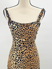 Faithfull The Brand Noemie Leopard Midi Dress Medium 6 Ruffle Trim Side Slit