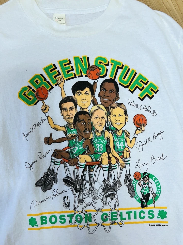 Vintage NBA Boston Celtics "Green Stuff" Sportswear 80s Basketball Shirt Size XL - Image 2 of 4
