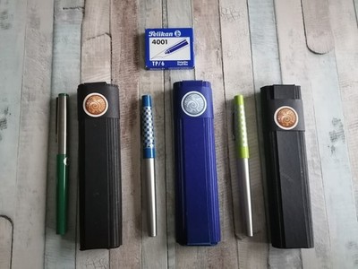 3x KREUZER Füller Formel 1 Blau Grün Füllfederhalter Formel1 Racing Karo Muster