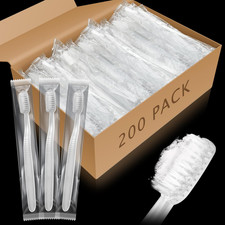 200 Pack Prepasted Disposable Toothbrushes Individual Wrapped Toothbrushes Soft