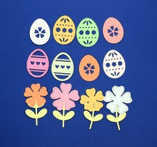 Small Eggs Spring Flower Easter Paper Die Cut Embellishments scrapbooking 12 pc