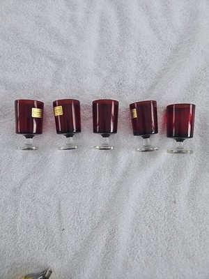 Ruby Red Wine Goblet (5 Set) Luminarc ARC Verrerie D'Arques France 3'' Footed