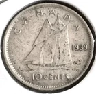 1939 Canada 10 Cents 80% Silver KM #34