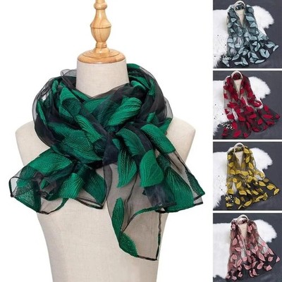 Women's Sheer Silk Feel Scarf Lightweight Summer Shawl Beach Wrap Bandana