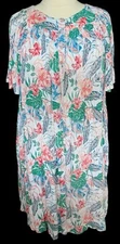 Go Softly Patio House Dress Woman Tropical Floral Crinkle Fabric Orange Plus 2X