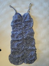 Lulus Walk The Walk Blue Floral Print Ruched Bodycon Mini Dress Size XS NWT