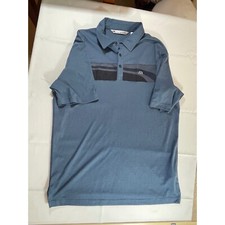 Travis Mathew Golf Polo Shirt preppy Striped Performance Casual Blue Large
