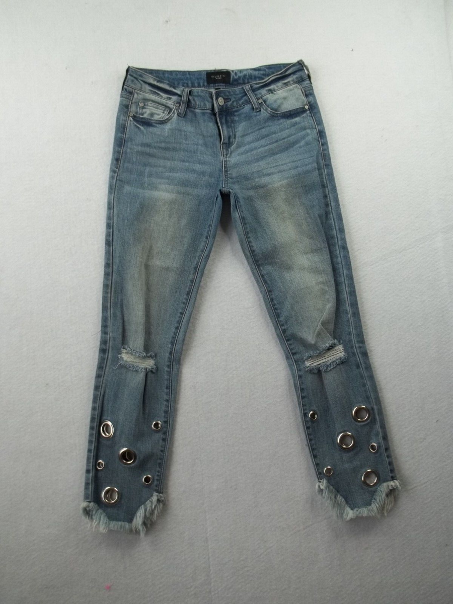 Celebrity Pink Distressed Womens Denim Blue Jeans Size Waist 28  Inseam 27