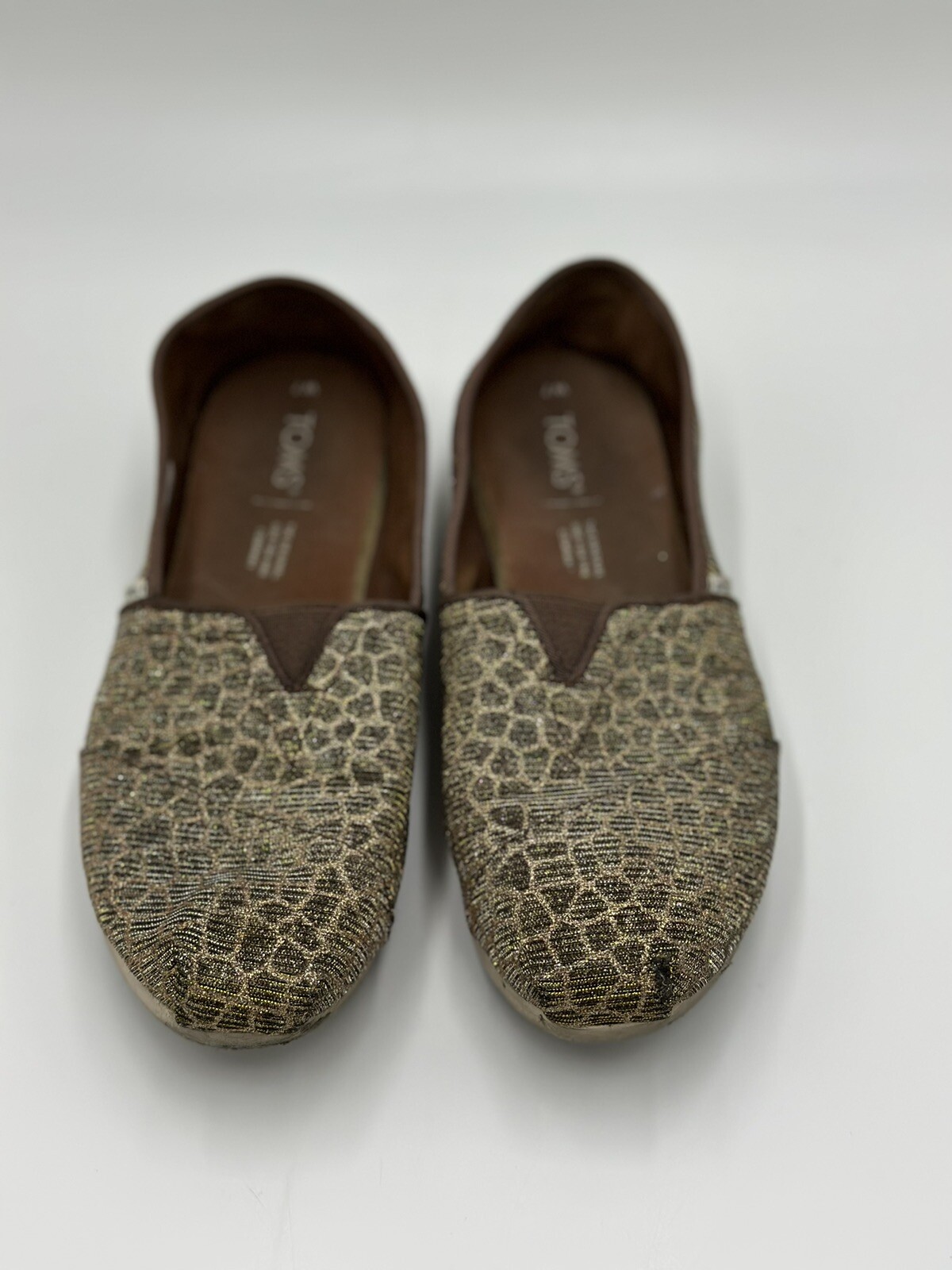 Toms Cheetah Leopard Animal Print Sparkly Glitter Alpargata Flats