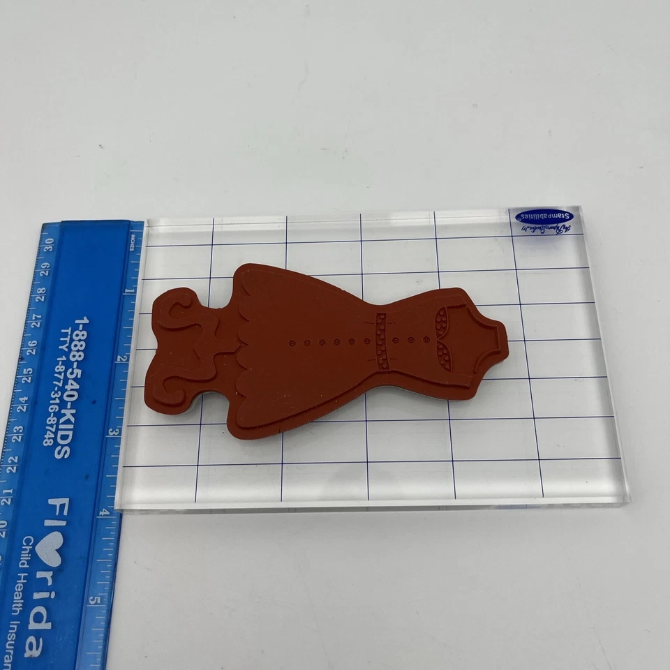 Stampin’ Up All Dressed Up Rubber Stamp on Acrylic Block Retired Set - Image 4 of 4