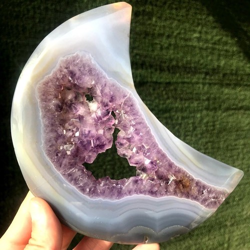 2PC 870G Natural Amethyst agate Moon Quartz Crystal Mineral Specimen Healing - Bild 2 von 20