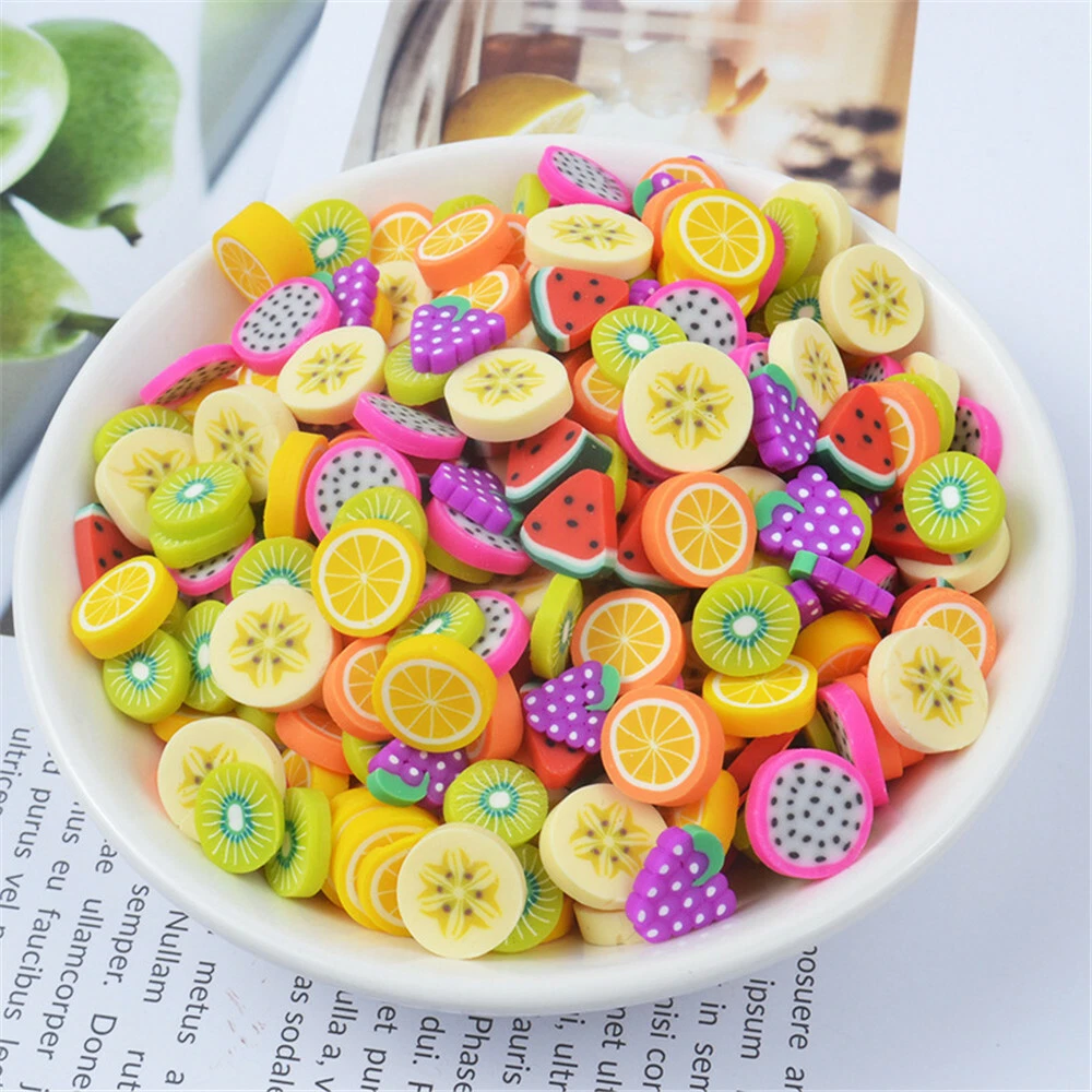 40 pcs Polymer Clay Cabochons Fruits Slices Many Kinds Slime