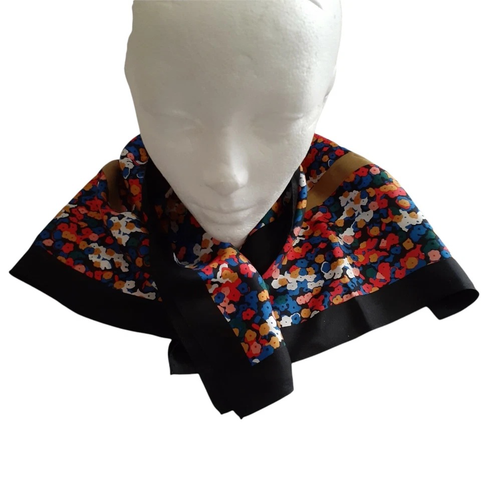 Bufanda de Seda De Colección Viva Las Vegas Brillante Multicolor Flores Cuadrada 25" VLV Foto 2 de 4