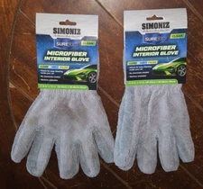 Lot of 2 Simoniz Microfiber Interior Gloves (Each Glove is 8in x 12in) #01176