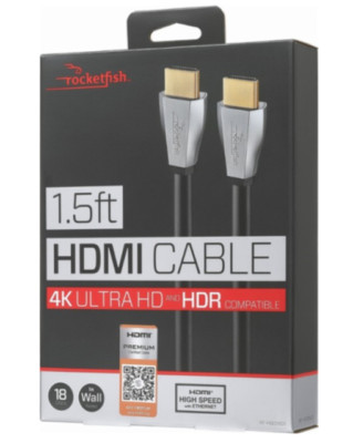 Rocketfish- 1.5' 4K Ultra HD In-Wall HDMI Cable - Black