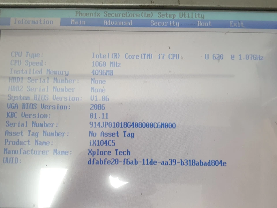 Xplore Technologies iX104C5 i7 Touch Diagnose Tablet 4GB als Defekt Ersatzteile - Bild 3 von 4