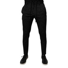 DOLCE & GABBANA Pants Black Brocade Polyester Skinny Dress IT46/W32/S 1200usd