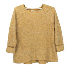 Style  Co Sweater Yellow Combo Knit Cuffed 3/4 Sleeve Crew Neck 3X Boho