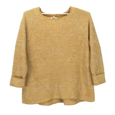 Style & Co Sweater Yellow Combo Knit Cuffed 3/4 Sleeve Crew Neck 3X Boho