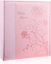 Photo Album 8X10 Clear Pages Pockets Leathe Cover Slip Slide in Photo Album Hold