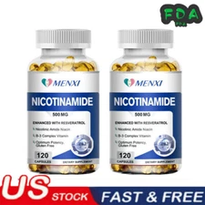 2Packs Nicotinamide 500MG Resveratrol Supplement,Anti-aging Capsules MENXI