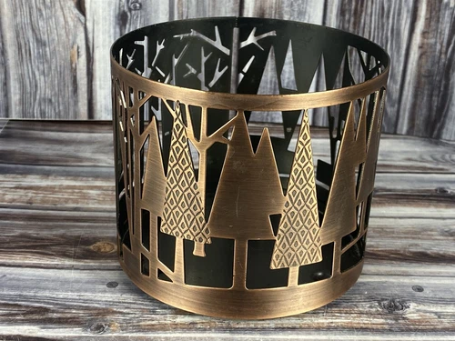 Bath & Body Works BBW 3-Wick Jar Candle Holder - Christmas Pine Trees Forest