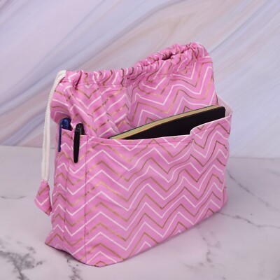 Zigzag Drawstring Planner Bag, Travel Organizer, Journal Supplies Storage Case
