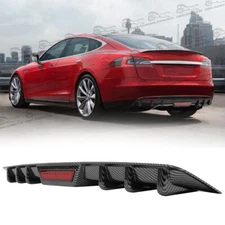 Carbon Fiber Style Diffuser Lower Bumper 6-Fins Splitter For Tesla Model S 2012+
