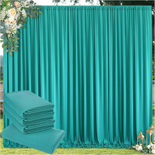Turquoise Wrinkle-Free Backdrop Curtain for Parties - 10x20 Ft, 4 Panels
