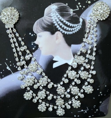 DRAPED 3+Strand  BRIDAL WEDDING RHINESTONE HAIR ACCESSORY ~ 2  Hair Combs ~ NEW