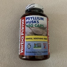 Yerba Prima Psyllium Husks Veg Caps Gentle Fiber Supplement 180 Capsules NEW